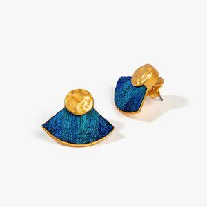 Brackish Brand - Walton Peacock Feather 24k Gold Plated Earrings